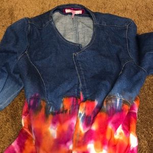 VOYAGE PASSION JEAN JACKET WITH PINK AND ORANGE COLOR WITH SPARKING BLET SIZE 10